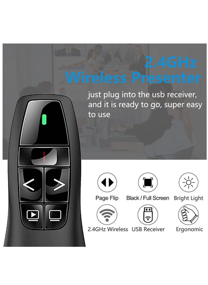 Generic - Wireless Presenter Remote Controller R400 2.4GHz Wireless USB Presenter PowerPoint Green Laser Pen Pointer PPT Clicker for Presentation - Image 1
