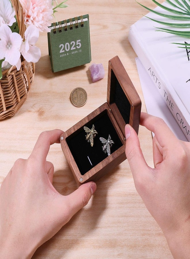 CHGCRAFT Walnut Wooden Cufflinks Box Black Storage Gift Box Jewelry Display Box for Engagement Birthday Anniversary, 3.35×2.36×1.38 inch - Image 3