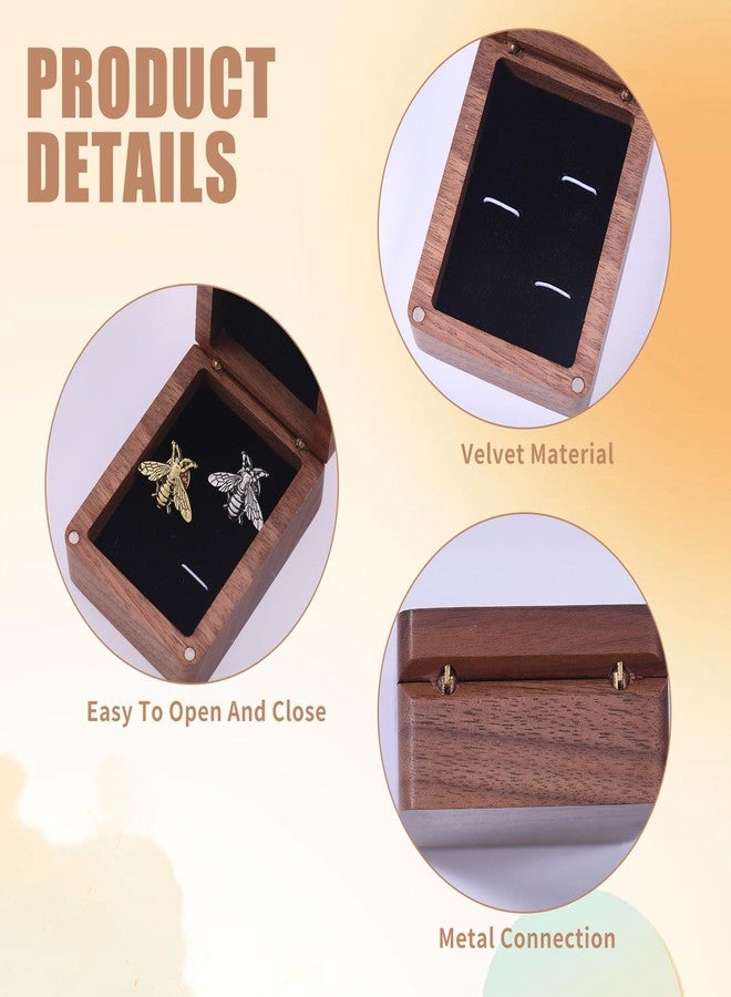 CHGCRAFT Walnut Wooden Cufflinks Box Black Storage Gift Box Jewelry Display Box for Engagement Birthday Anniversary, 3.35×2.36×1.38 inch - Image 4