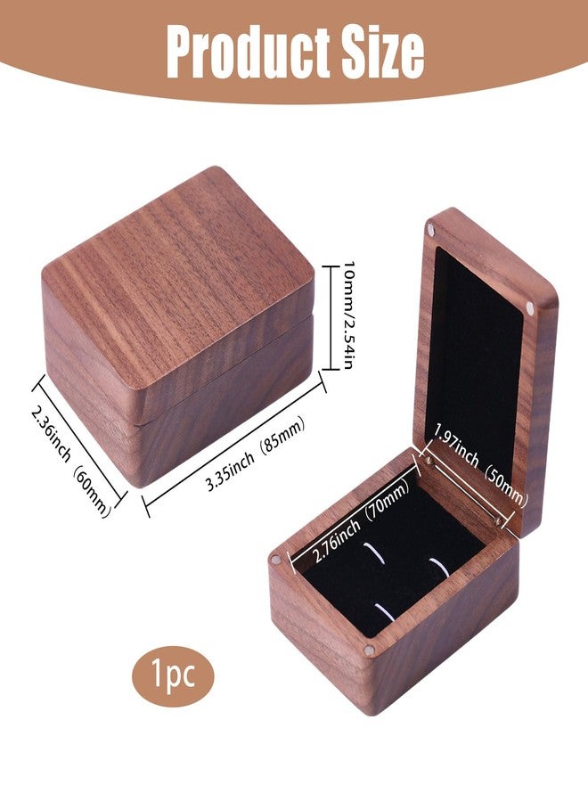 CHGCRAFT Walnut Wooden Cufflinks Box Black Storage Gift Box Jewelry Display Box for Engagement Birthday Anniversary, 3.35×2.36×1.38 inch - Image 2