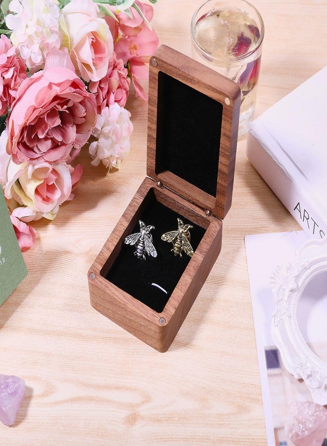 CHGCRAFT Walnut Wooden Cufflinks Box Black Storage Gift Box Jewelry Display Box for Engagement Birthday Anniversary, 3.35×2.36×1.38 inch - Image 5