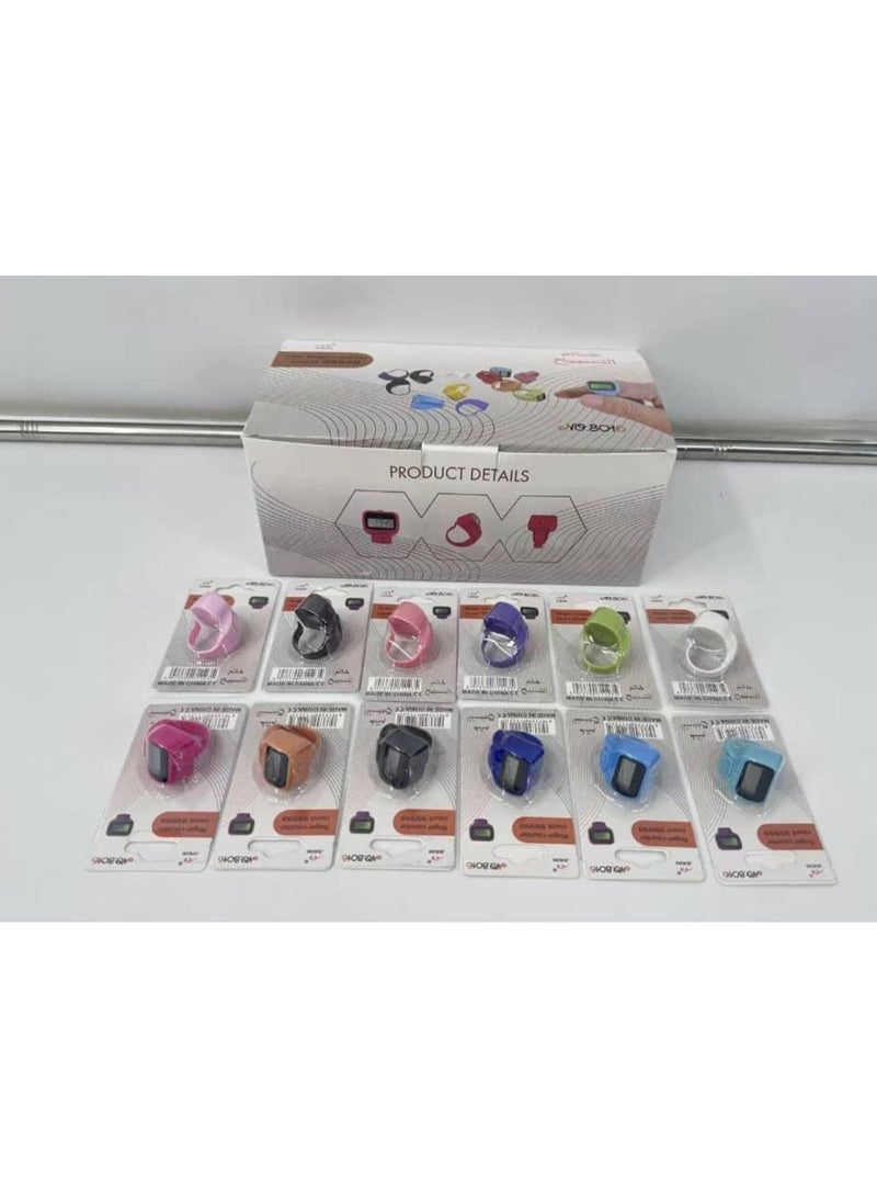 12-Piece Digital Electronic Finger Counter Set, Multi-Color - Image 1