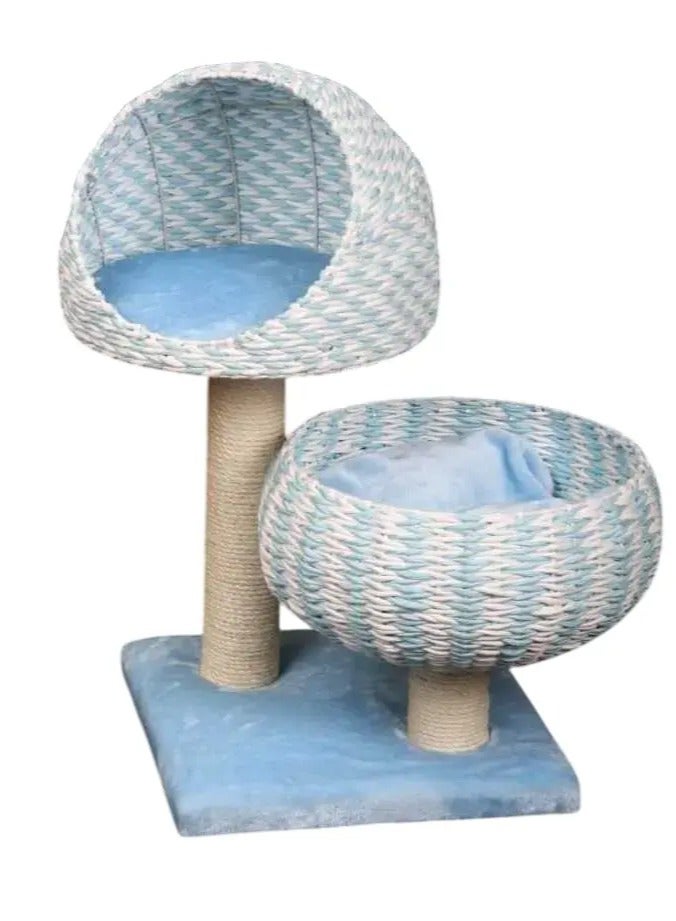 Catry Cat Tree With Cushion And Scratcher 45x45x79cm, Color : Blue