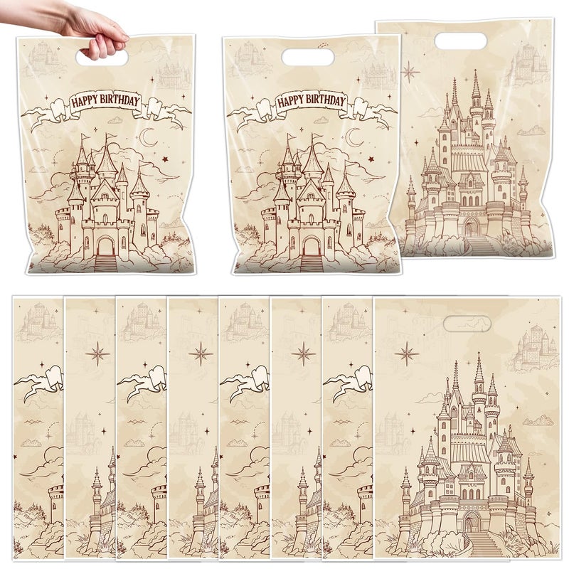 Aposwow Wizard Party Favor Bags - Vintage Castle Birthday Goody Candy Gift Favor Bags Wizard School Themed Snacks Treat Party Supplies Birthday Decorations - Image 1