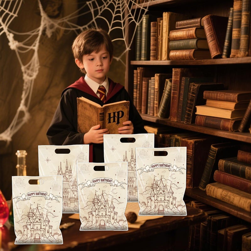 Aposwow Wizard Party Favor Bags - Vintage Castle Birthday Goody Candy Gift Favor Bags Wizard School Themed Snacks Treat Party Supplies Birthday Decorations - Image 5