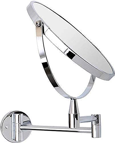 ELECRANGE Stainless Steel Magnifying Shaving Makeup Round Mirror Chrome Plated Wall Mounted Frame Silver - Image 2