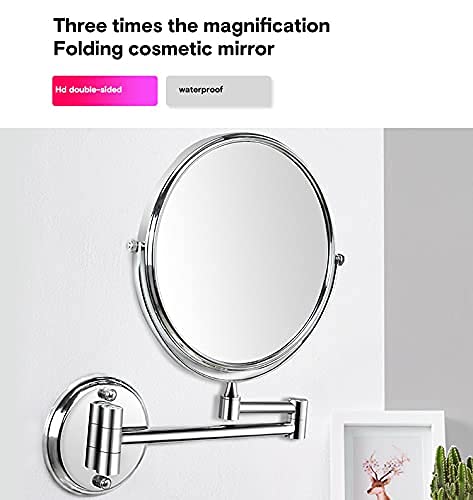 ELECRANGE Stainless Steel Magnifying Shaving Makeup Round Mirror Chrome Plated Wall Mounted Frame Silver - Image 5