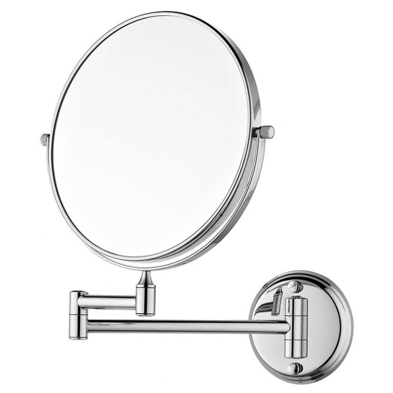ELECRANGE Stainless Steel Magnifying Shaving Makeup Round Mirror Chrome Plated Wall Mounted Frame Silver - Image 1