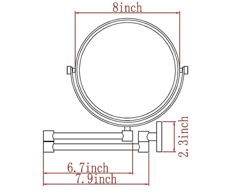 ELECRANGE Stainless Steel Magnifying Shaving Makeup Round Mirror Chrome Plated Wall Mounted Frame Silver - Image 4