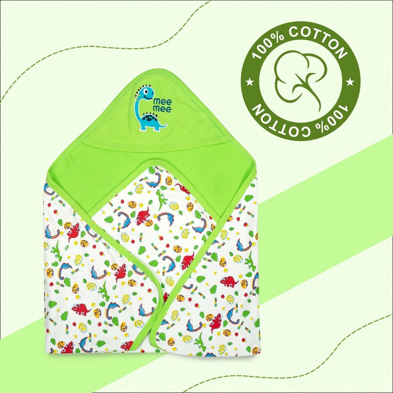 mee mee Mee Mee 100% Soft Cotton Hooded Baby Wrapper Cum Warmer, Blanket with Hood for New Born Baby 0 to 6 Months (Green) - Image 2