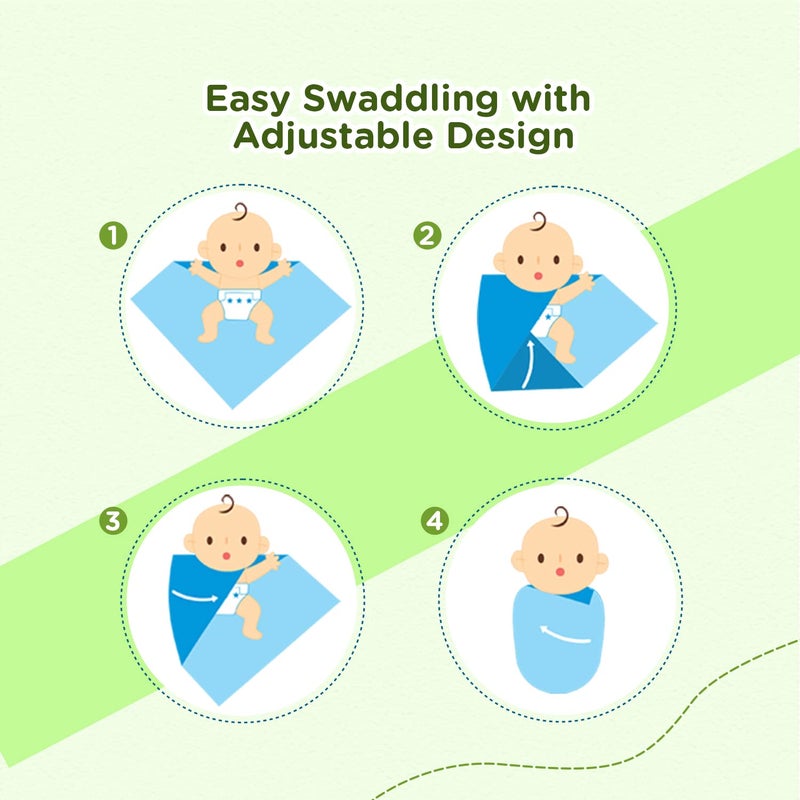 mee mee Mee Mee 100% Soft Cotton Hooded Baby Wrapper Cum Warmer, Blanket with Hood for New Born Baby 0 to 6 Months (Green) - Image 5