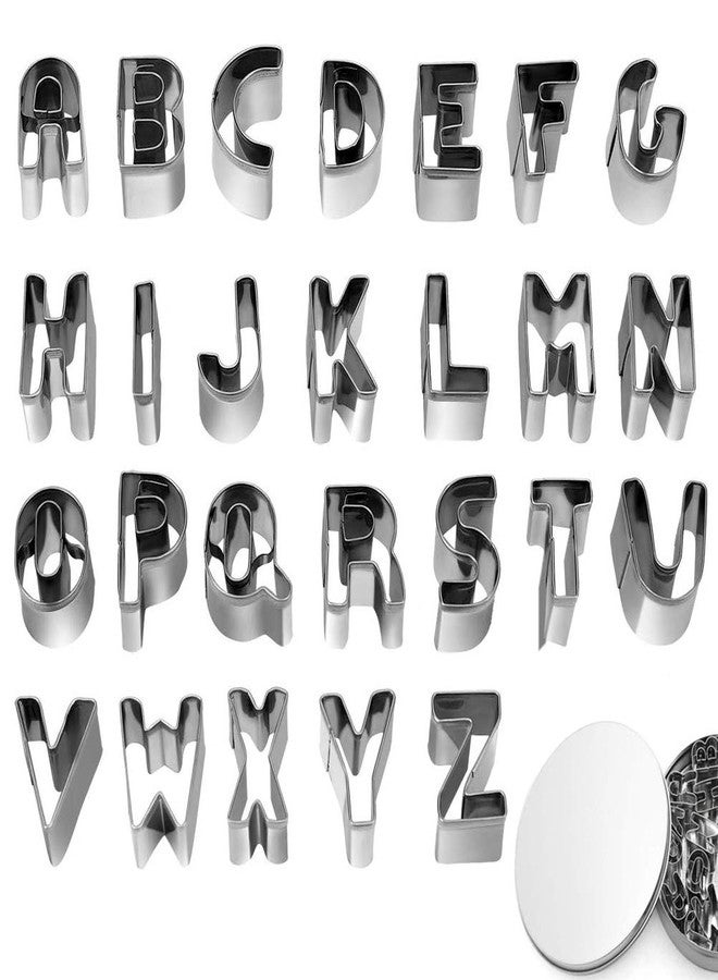 ALNGFUIK 26pcs Alphabet Cookie Cutters Set Small Stainless Steel Letter Cookie Cutters Molds for Baking, Pastry, Fondant, Donuts Biscuit, Fruit, Cake Decorating Tools by ALNGFUIK - Image 1