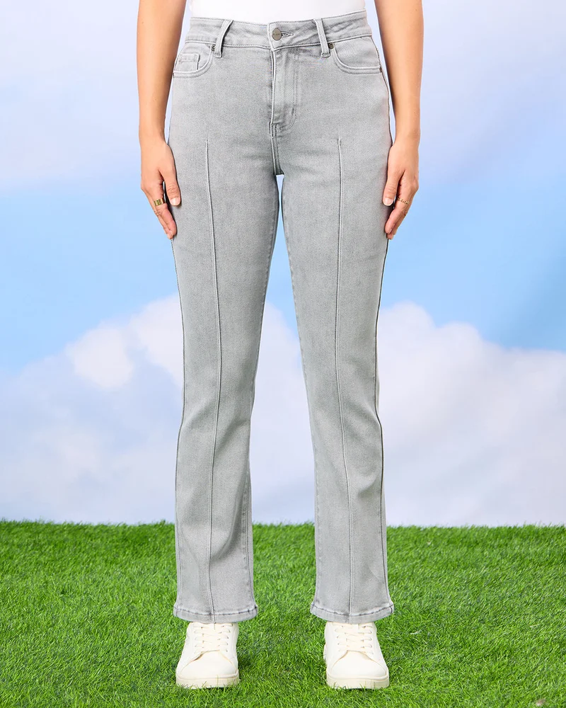 REDTAG Women Grey Flared Jeans