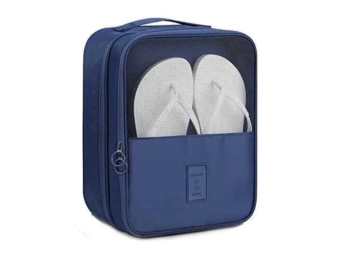 Compact Shoe Bag/Organizer/Pouch | Protect 3 Pairs of Shoes | Perfect for Travel and Daily Storage (Dark Blue)