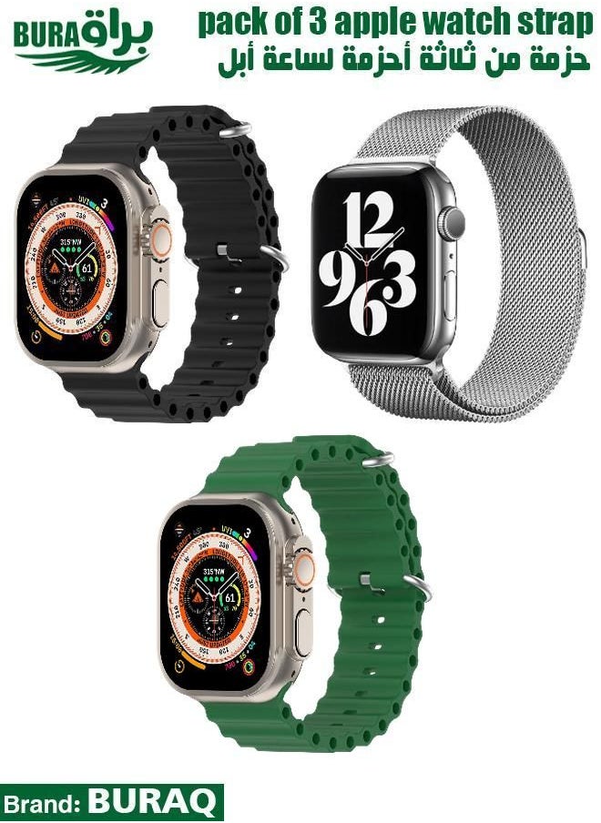 BURAQ - Apple Watch Band Strap For Apple Watch Ultra 2/Ultra 49mm, Series 10 46mm, 9/8/7 45mm, SE2/SE/6/5/4 44mm, 3/2/1 42mm - Image 1