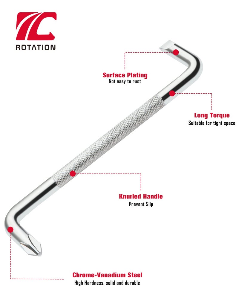 ROTATION 3pcs Offset Screwdriver Set, Head Screwdriver Set with Magnetic, Z-type Screw Drive with Philips and Flathead - Image 2