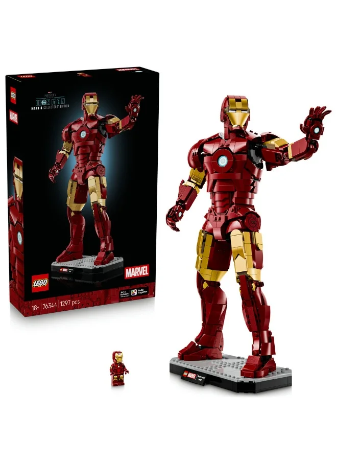 LEGO Marvel Iron Man Mark 3 Collectors’ Edition Set 76344 (Age 18+, 1297 Pieces)