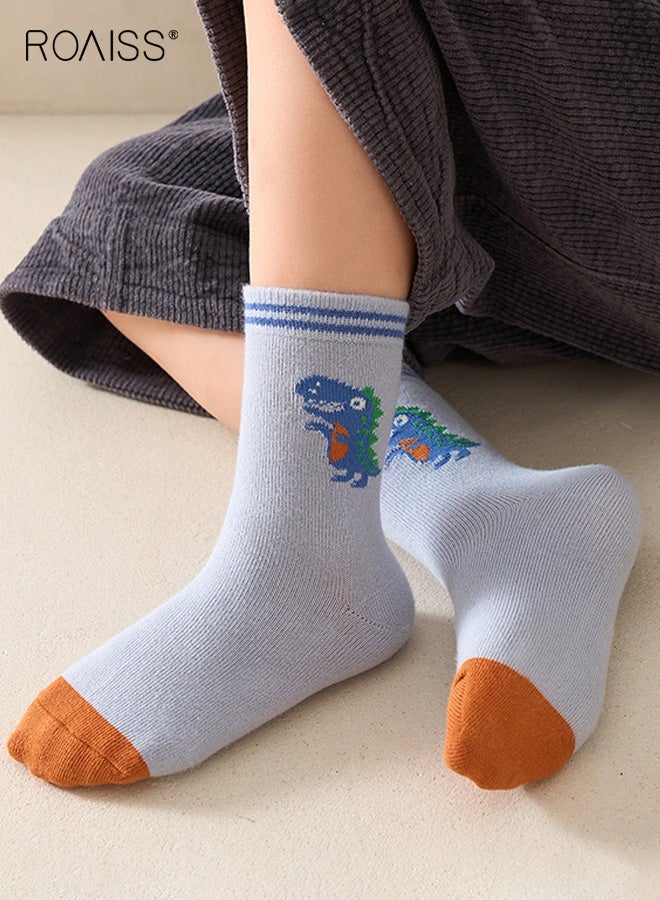 رويس 5 أزواج من الجوارب القصيرة للصبيان، مجموعة جوارب رياضية مريحة، جوارب قصيرة للأطفال بنقوش جميلة، جوارب كرتونية متوسطة الطول للصبيان، مناسبة لجميع الفصول - Image 3