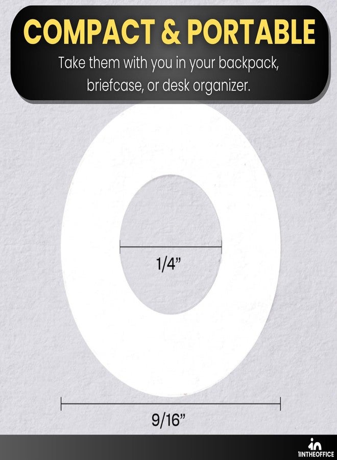 1InTheOffice Hole Punch Reinforcement Stickers, Paper Hole Reinforcement Stickers, Hole Reinforcers for Ring Binders - Sheet Hole, 20 Labels Per Sheet, White, 1/4" Diameter, 400/Pack - Image 4