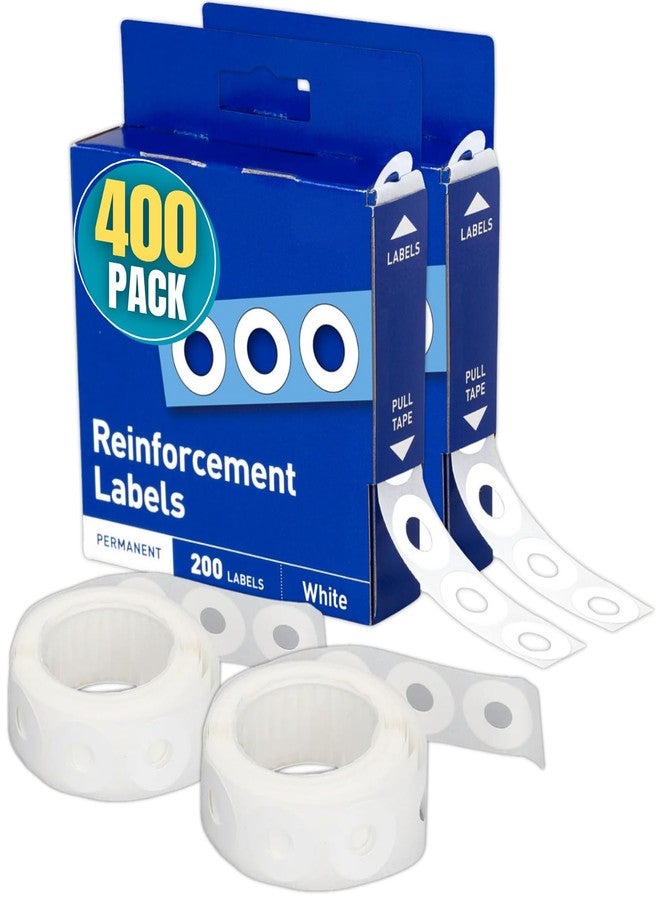 1InTheOffice Hole Punch Reinforcement Stickers, Paper Hole Reinforcement Stickers, Hole Reinforcers for Ring Binders - Sheet Hole, 20 Labels Per Sheet, White, 1/4" Diameter, 400/Pack - Image 1