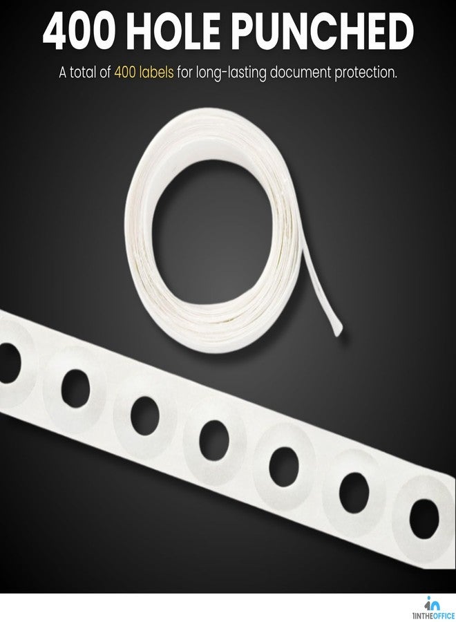 1InTheOffice Hole Punch Reinforcement Stickers, Paper Hole Reinforcement Stickers, Hole Reinforcers for Ring Binders - Sheet Hole, 20 Labels Per Sheet, White, 1/4" Diameter, 400/Pack - Image 3