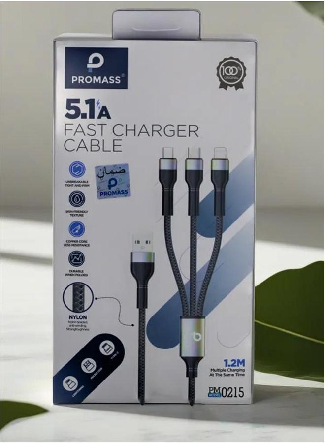 PROMASS 3-in-1 Fast Charger Cable Power and Versatility Combined