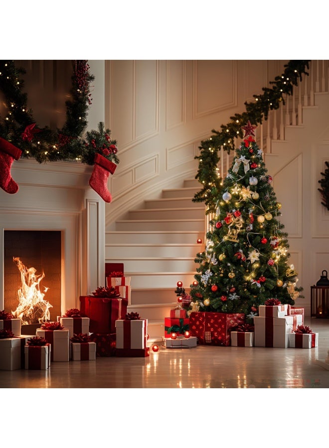 NIBEMINENT Christmas Tree 8ft Real Pine Needles Artificial Christmas Trees with 1600 Full Branches Tips Xmas Tree for Home and Office,Easy Assembly Metal Stand - Image 2