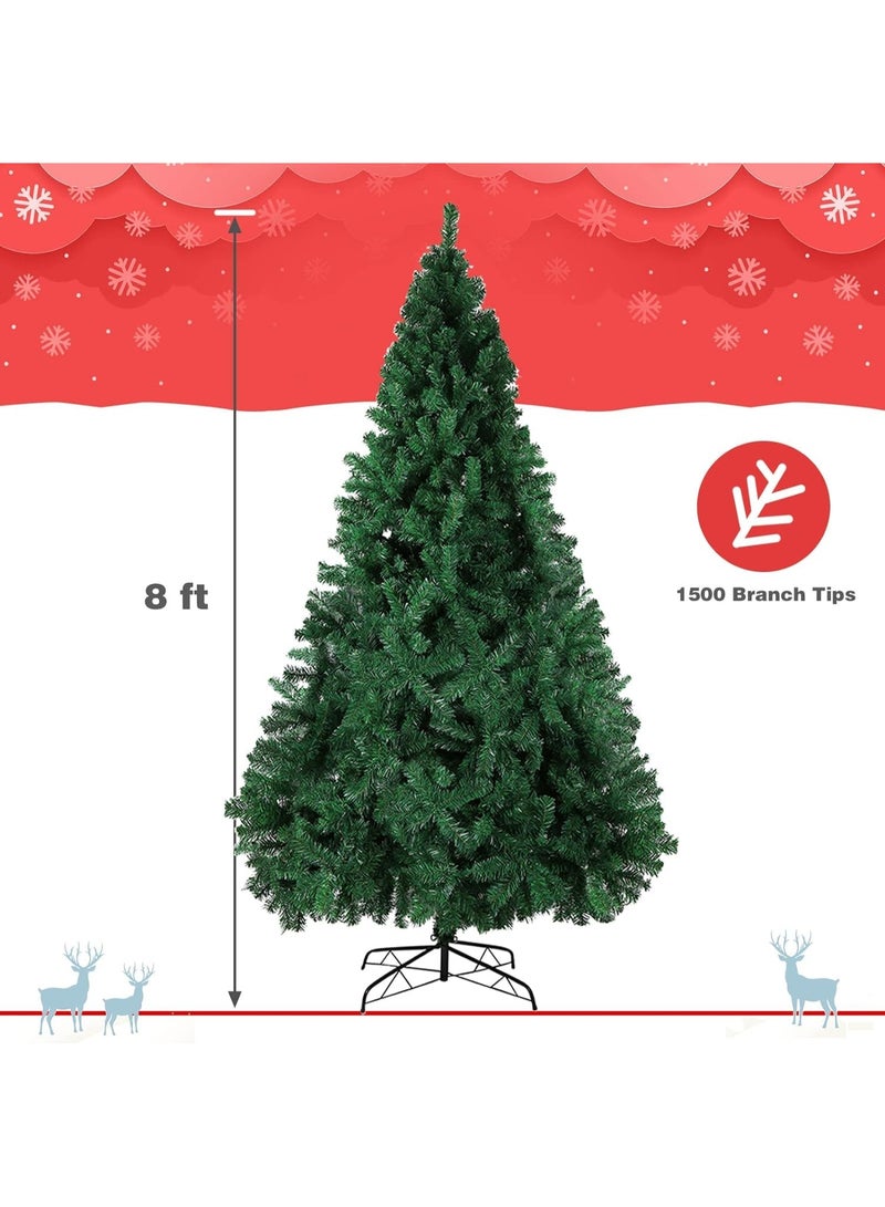 NIBEMINENT Christmas Tree 8ft Real Pine Needles Artificial Christmas Trees with 1600 Full Branches Tips Xmas Tree for Home and Office,Easy Assembly Metal Stand - Image 4