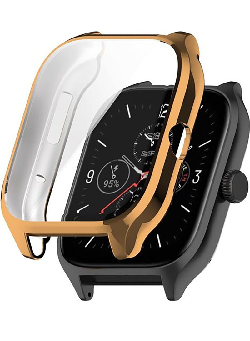 جراب سيليكون مضاد للصدمات لحماية ساعة امازفيت جي تي اس 4 - ذهبي Amazfit GTS4 Smart Watch
