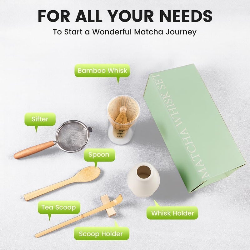 Coanto Matcha Whisk Set - Includes Sifter Bamboo Whisk (Chasen), Tea Spoon, Spoon Holder, Scoop and Whisk Holder, 6pcs (No Bowl Included) - Image 5
