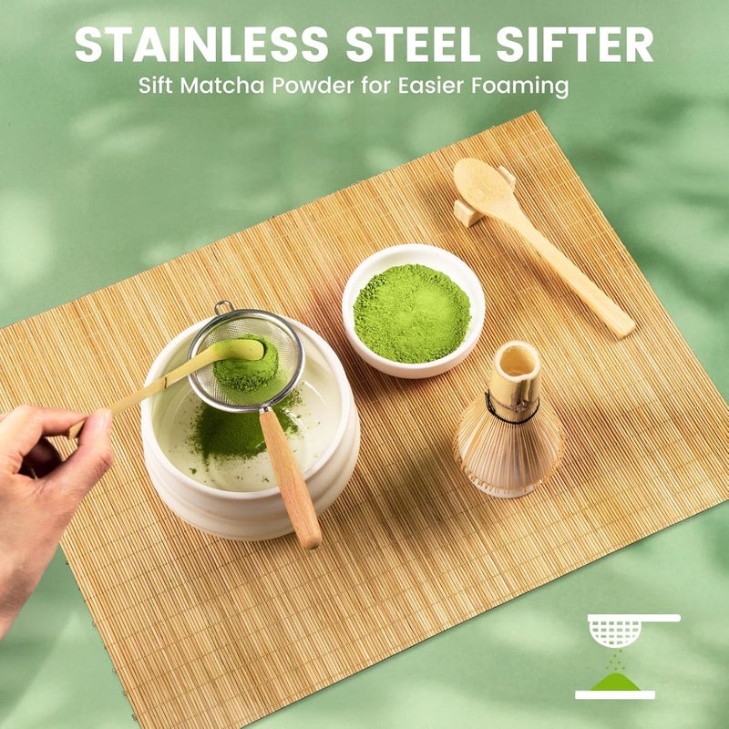 Coanto Matcha Whisk Set - Includes Sifter Bamboo Whisk (Chasen), Tea Spoon, Spoon Holder, Scoop and Whisk Holder, 6pcs (No Bowl Included) - Image 3