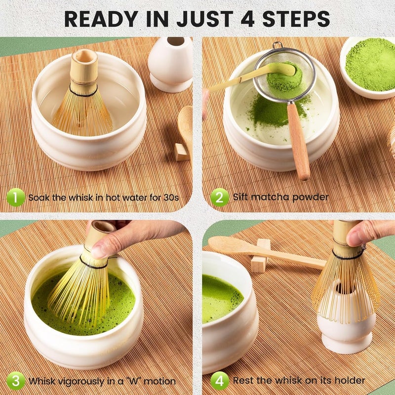 Coanto Matcha Whisk Set - Includes Sifter Bamboo Whisk (Chasen), Tea Spoon, Spoon Holder, Scoop and Whisk Holder, 6pcs (No Bowl Included) - Image 4