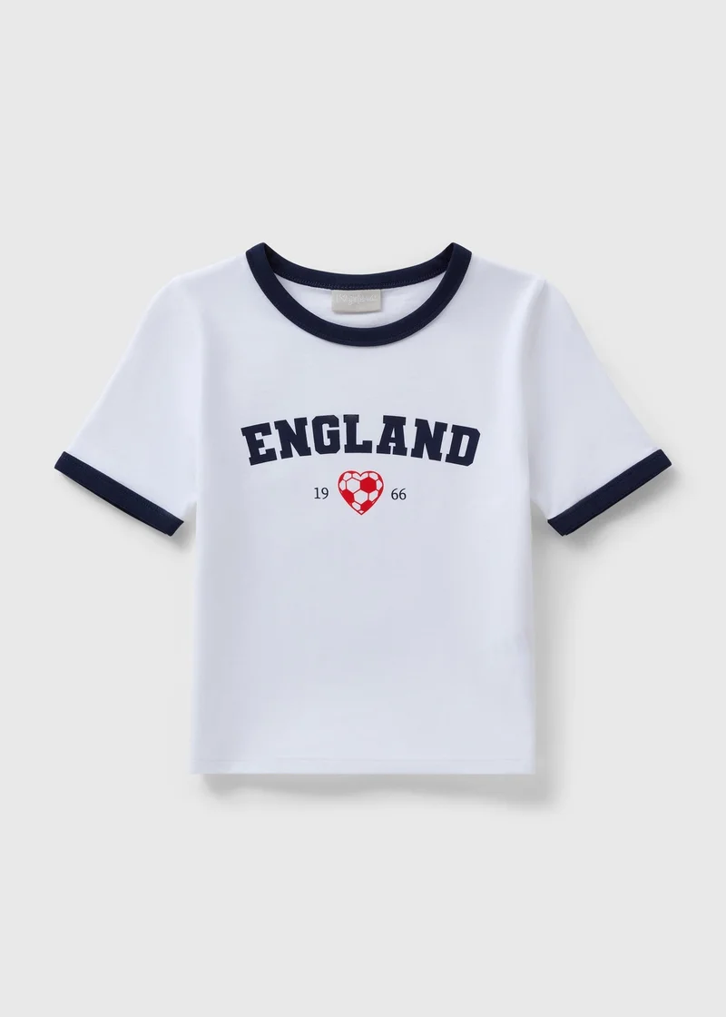Matalan Girls White England Ringer T-Shirt
