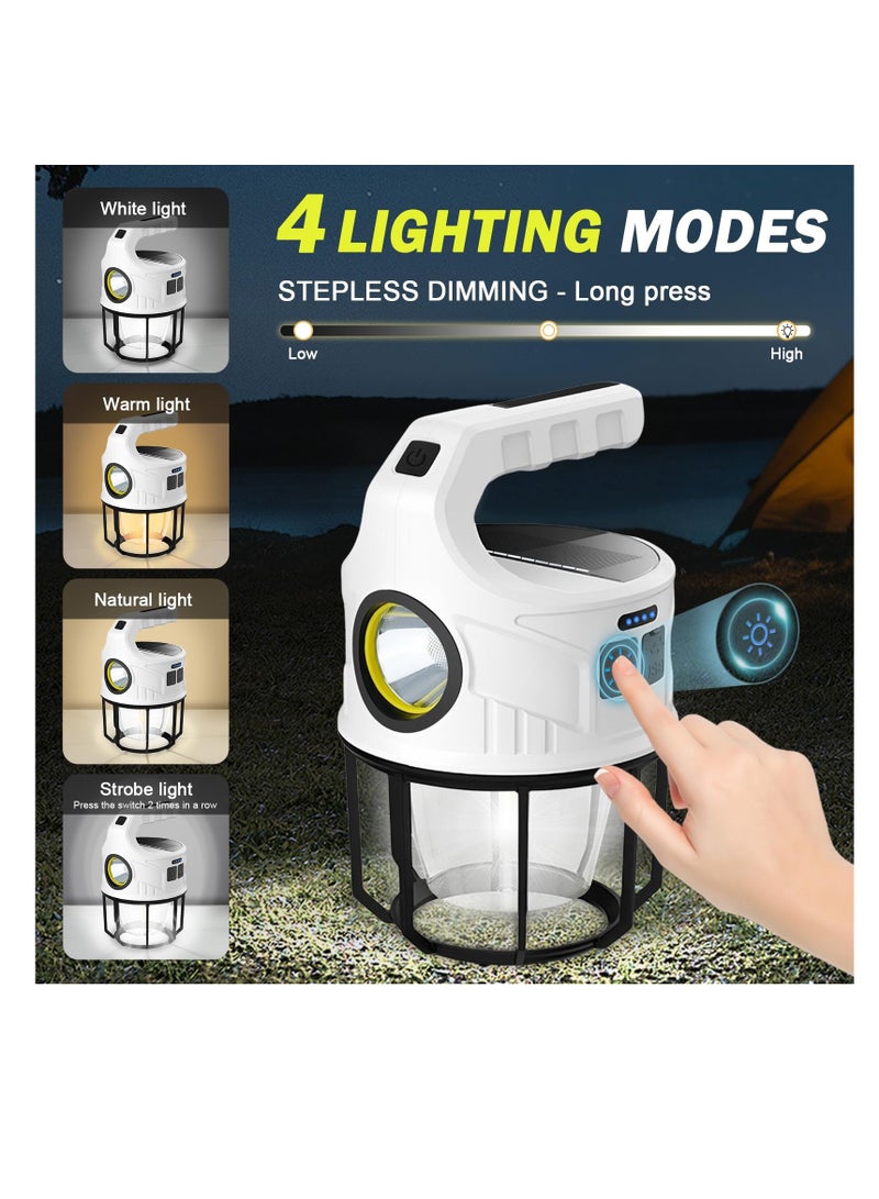 ZLH HITY Rechargeable Flashlights Camping Lantern Camping Lights with Flashlight & Lantern Mode Waterproof Spotlight with Solar Panel Charging for Power Outages Searchlight Outdoor Hiking Emergency - Image 2