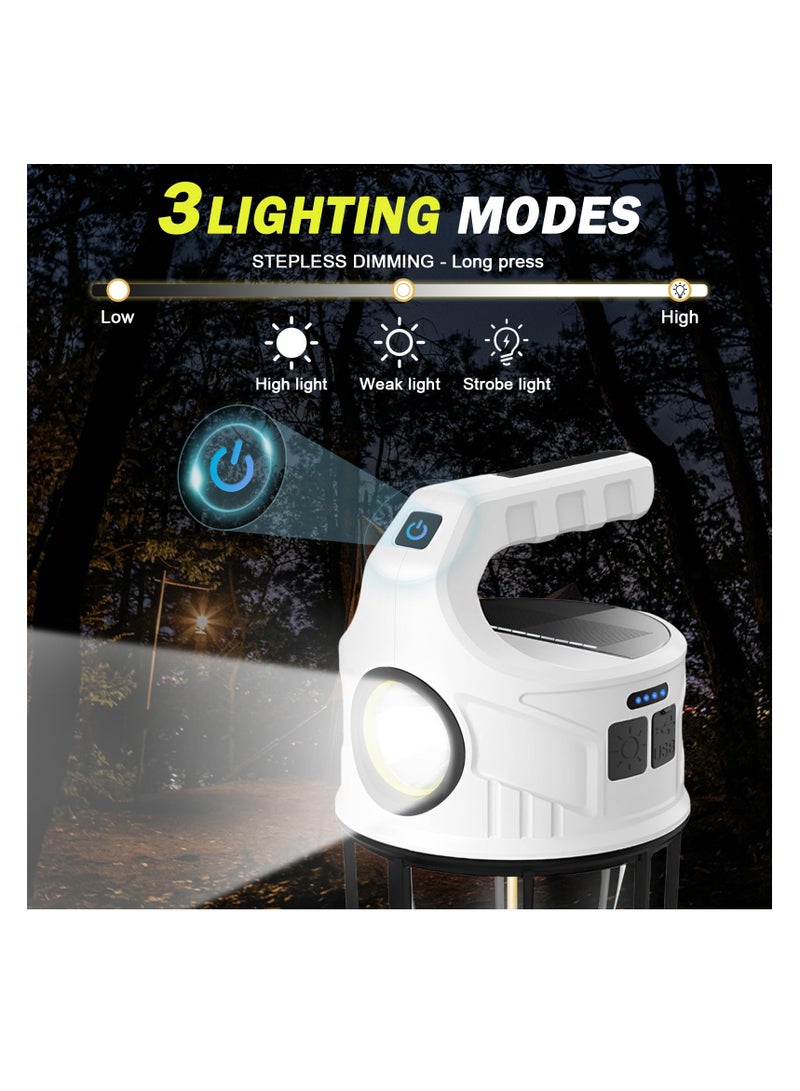 ZLH HITY Rechargeable Flashlights Camping Lantern Camping Lights with Flashlight & Lantern Mode Waterproof Spotlight with Solar Panel Charging for Power Outages Searchlight Outdoor Hiking Emergency - Image 3