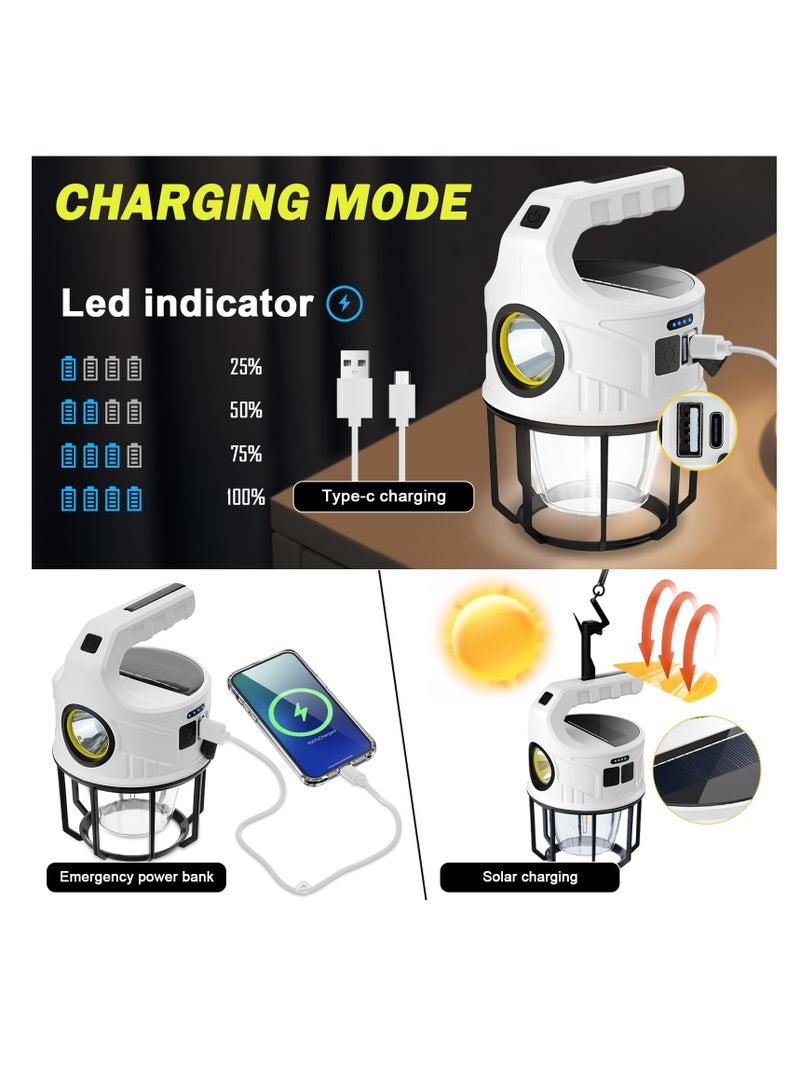 ZLH HITY Rechargeable Flashlights Camping Lantern Camping Lights with Flashlight & Lantern Mode Waterproof Spotlight with Solar Panel Charging for Power Outages Searchlight Outdoor Hiking Emergency - Image 4