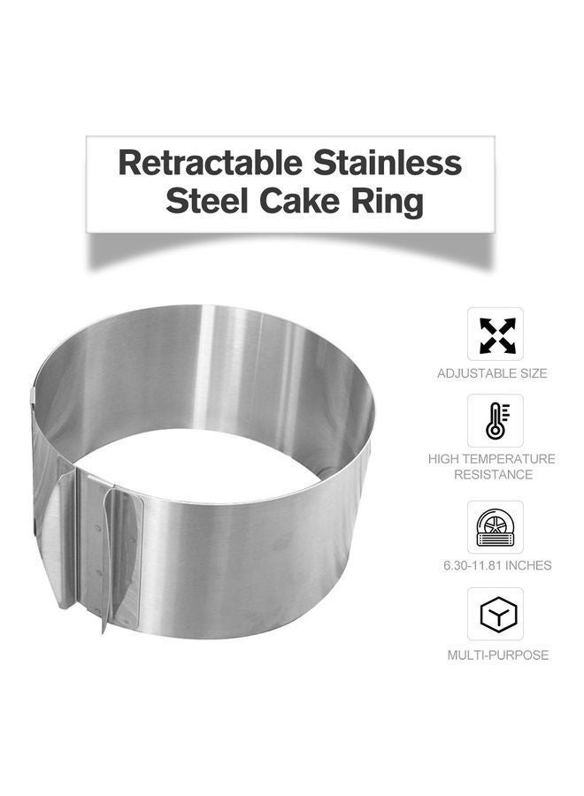 NIBEMINENT Retractable Stainless Steel Cake Ring Silver - Image 1
