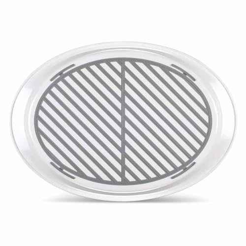 Freelance Anti Slip Serving Tray - 49 x 34 cm - Oval - White - Non-Slip Rubber Surface, Break-Resistant - Versatile Anti Skid PP Plastic Kitchen & Dining/Coffee Table Trays for Breakfast/Food/Tea - Image 3