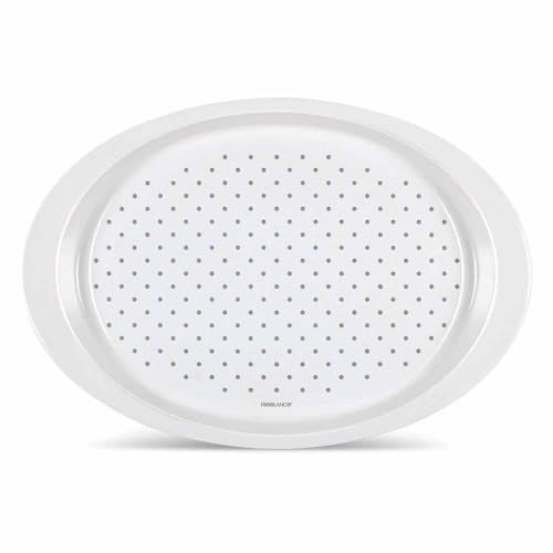 Freelance Anti Slip Serving Tray - 49 x 34 cm - Oval - White - Non-Slip Rubber Surface, Break-Resistant - Versatile Anti Skid PP Plastic Kitchen & Dining/Coffee Table Trays for Breakfast/Food/Tea - Image 1