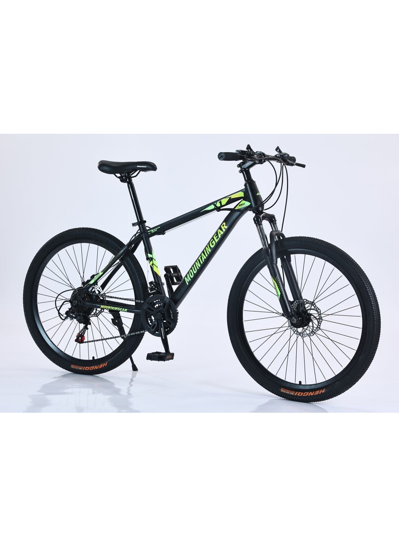 MOUNTAIN GEAR 21-Speed MTB Mountain Bike | 26-Inch Bicycle with High Carbon Steel Frame | Spoke Wheel | 26x2.125 Tire | Aluminum alloy rim | Disc Brakes | 31.8 Shock-Absorbing Front Fork | Shimano Shifters | PVC Pedals | MTB Seat - MGR311385  - Image 1