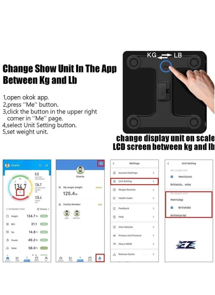 ELTRAZONE Smart Body Fat & Body Composition Scale –Bluetooth Electronic Weighing Scale with BMI Analyzer, Backlit LCD, Tempered Glass, Mobile App Sync for iOS & Android, 180KG Capacity – Ideal for Home Use & Health Monitoring - Image 2