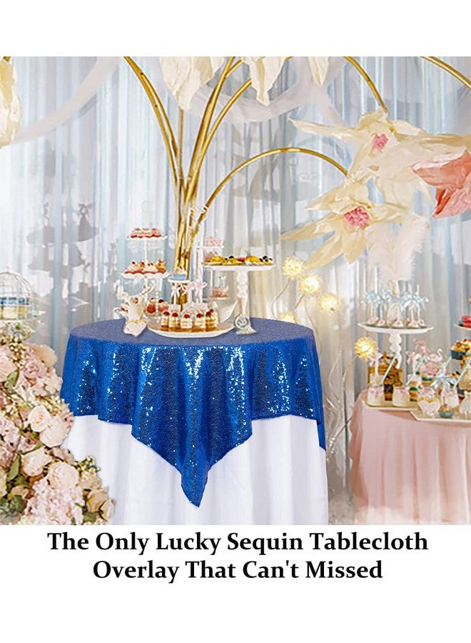 DUOBAO Square Tablecloth50 X 50Inchsequin Tablecloth Royal Blue Wedding Tablecloths Sequence Tablecloth For Round Table Blue Tablecloth Table Skirts Sequins Table Cloths For Parties (50"X50" Royal Blue) - Image 3