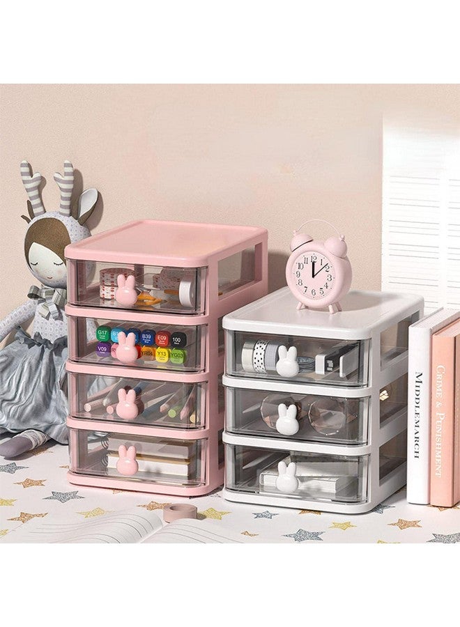 هاوس أوف كويرك صندوق تخزين مستحضرات التجميل الشفاف المكون من طبقتين من House of Quirk، صندوق تخزين سطح المكتب، صندوق تخزين صغير متعدد الطبقات من البلاستيك (وردي) - Image 2