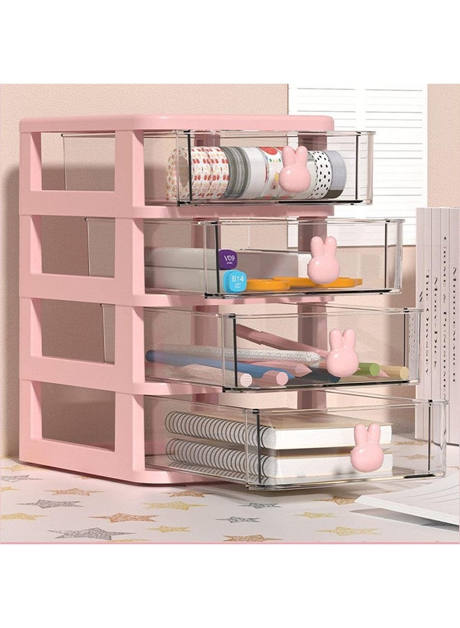 هاوس أوف كويرك صندوق تخزين مستحضرات التجميل الشفاف المكون من طبقتين من House of Quirk، صندوق تخزين سطح المكتب، صندوق تخزين صغير متعدد الطبقات من البلاستيك (وردي) - Image 4