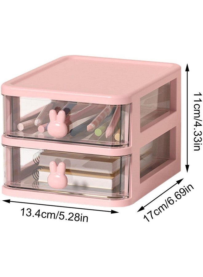 هاوس أوف كويرك صندوق تخزين مستحضرات التجميل الشفاف المكون من طبقتين من House of Quirk، صندوق تخزين سطح المكتب، صندوق تخزين صغير متعدد الطبقات من البلاستيك (وردي) - Image 5