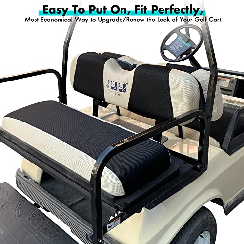 10L0L Golf Cart Front + Rear Seat Cover Set for EZGO TXT RXV 4 Passenger Models Bench Seat Covers Kit Breathable Washable Polyester Mesh Cloth (S+XS) - Image 3
