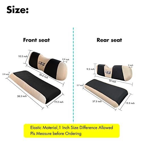 10L0L Golf Cart Front + Rear Seat Cover Set for EZGO TXT RXV 4 Passenger Models Bench Seat Covers Kit Breathable Washable Polyester Mesh Cloth (S+XS) - Image 5