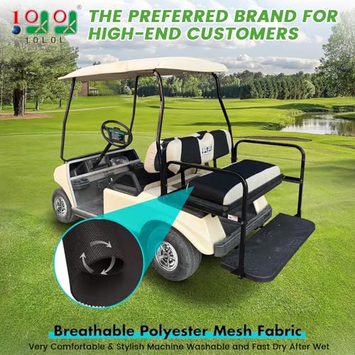 10L0L Golf Cart Front + Rear Seat Cover Set for EZGO TXT RXV 4 Passenger Models Bench Seat Covers Kit Breathable Washable Polyester Mesh Cloth (S+XS) - Image 2