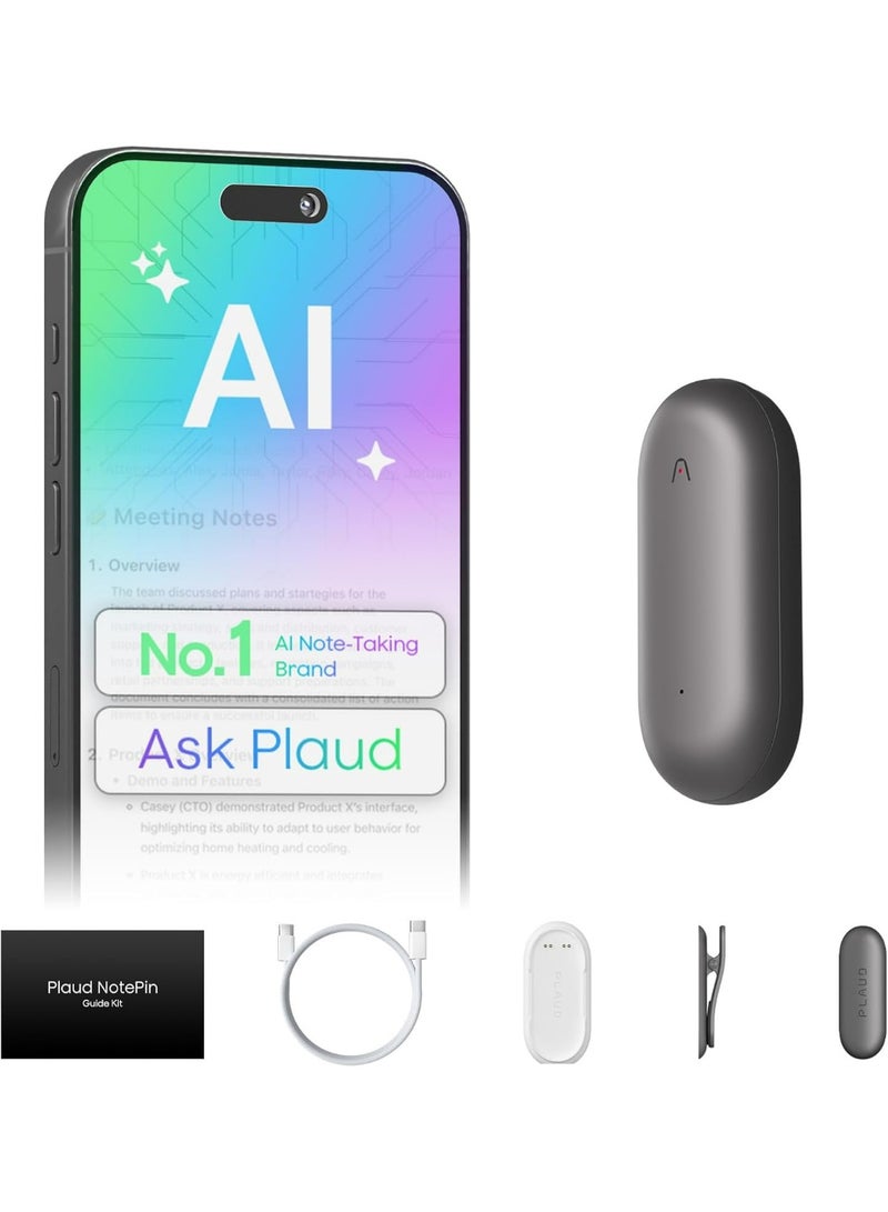 بلود NotePin مسجل صوت بالذكاء الاصطناعي، تحكم بالتطبيق، مُدوّن ملاحظات بالذكاء الاصطناعي، نسخ وتلخيص بالذكاء الاصطناعي، يدعم 112 لغة، ذاكرة 64 جيجابايت، مناسب للمحاضرات والاجتماعات، لون رمادي كوزميك - Image 1