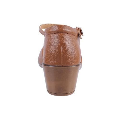Mochi Women Tan Block Heel D'orsay Sandal UK/7 EU/40 (31-50) - Image 5